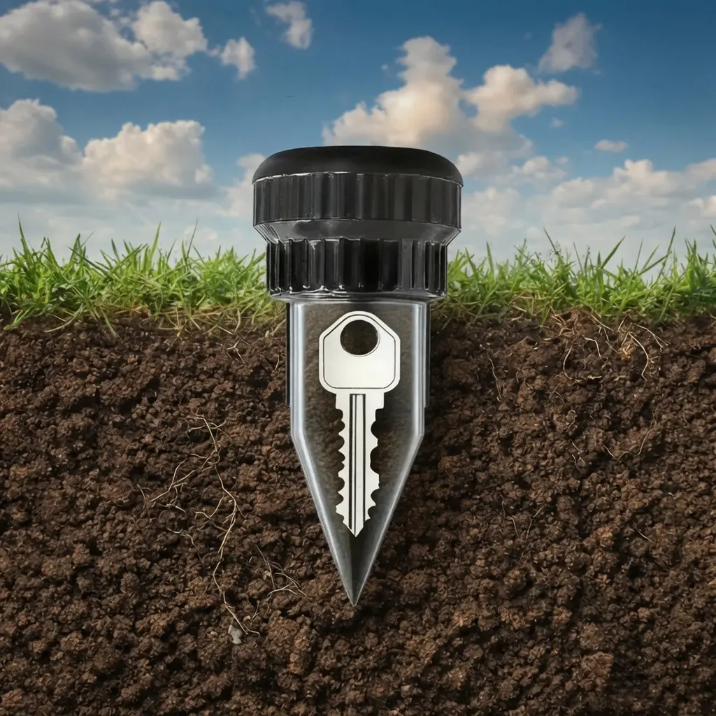 2pcs Father's Day Gift for Dads - Invisible Sprinkler Garden Key Hider, Anti-Corrosion Durable Underground Spike Safe Box, Weatherproof Fake Lawn Holder for Yard Security, Easy to Install Home Essential
