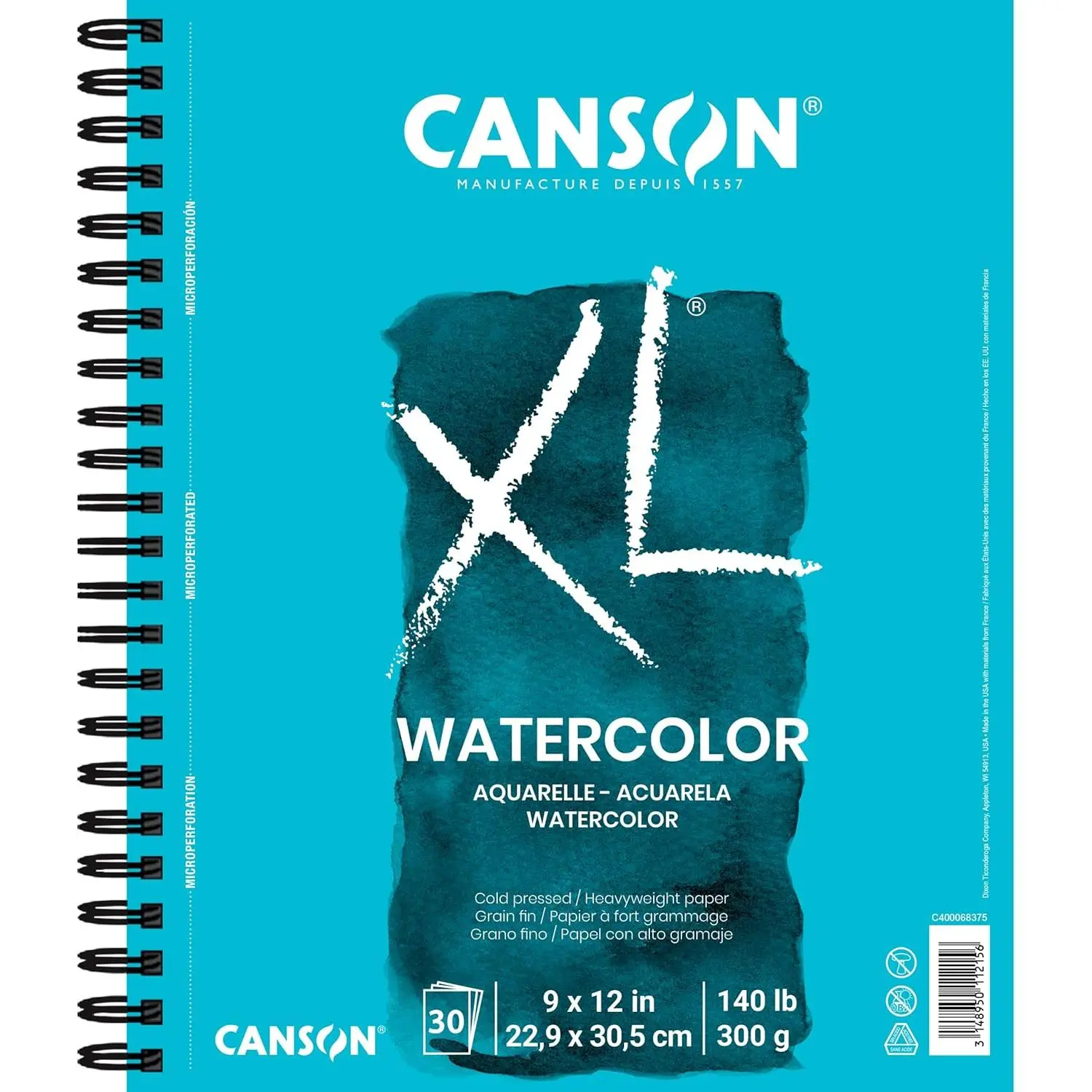 Heavyweight Absorbent Watercolor Paper Pad, XL 9x12 Inches, 140lb Wire-Bound, 36 Sheets for DIY Drawing Supplies