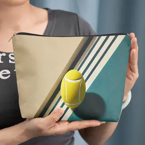 cosmetic bag 1pc, Tennis Abstract Art, Zipper closure, unisex, travel/daily storage bag, lightweight and machine washable, stylish toiletry bag, perfect for Valentine's Day, New Year's, or birthday gifts.