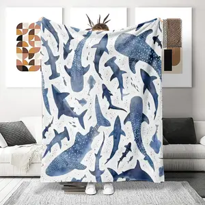 Shark Pattern Blanket, Soft Warm Home Office Travel Throw, Lightweight Air Conditioning Nap Blanket, Multiple Styles Available