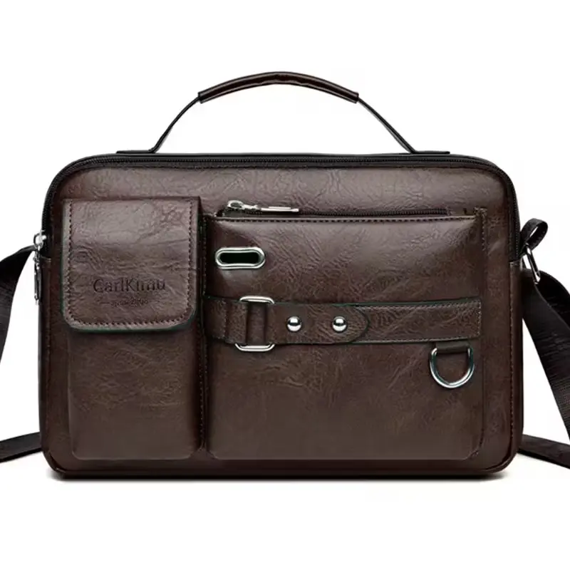 Men's Crossbody Bag, Unisex Shoulder Bag, Horizontal Commuter Business Bag, Stylish Casual Briefcase, Zipper Direction Random, Design