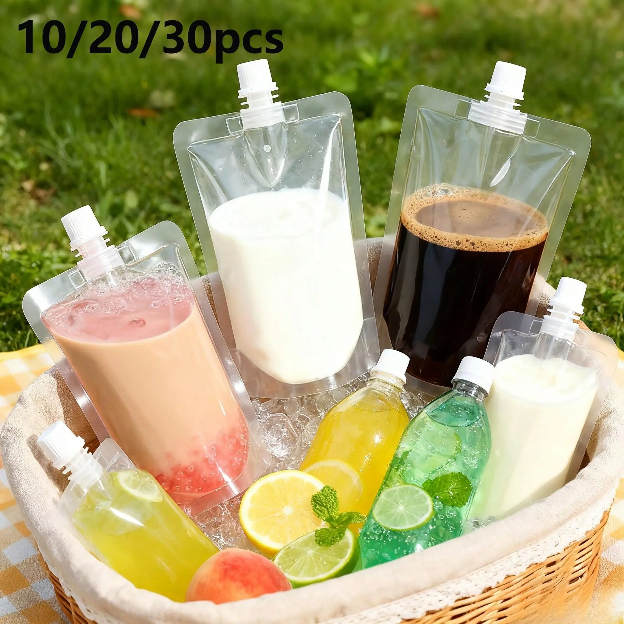 Sealed Bags with Spiral Caps and Support Base, Ideal for Juice/mushy Food Storage, Outdoor Camping, Tea Packaging, Portable Freshness