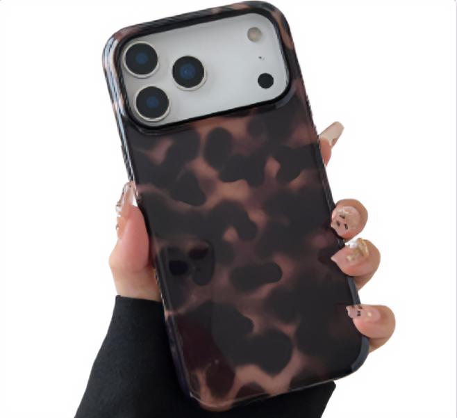 Tortoise Shell Phone Case for iPhone 17 Pro Max Shockproof TPU & Hard PC Protective Cover Amber Brown Leopard Design for Women & Girls