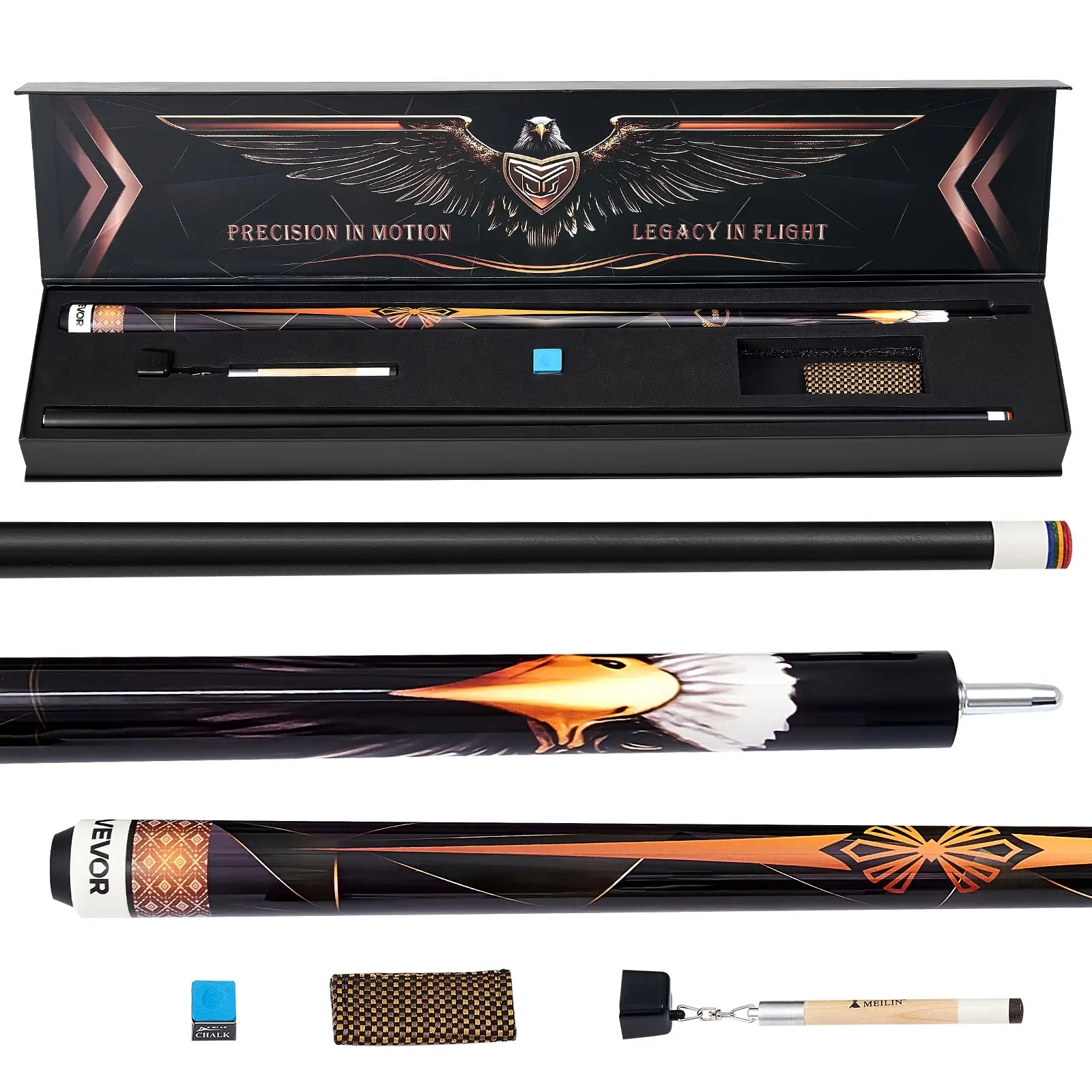 VEVOR Pool Cue, 1 Piece Pool Stick, 58 inch 19 oz Canadian Maple Wood Billiard Pools Cue Stick with Multi-Layer Tip ABS Connection Ring, Cues Sticks for Professional Pool Table, Bar, Home, Office