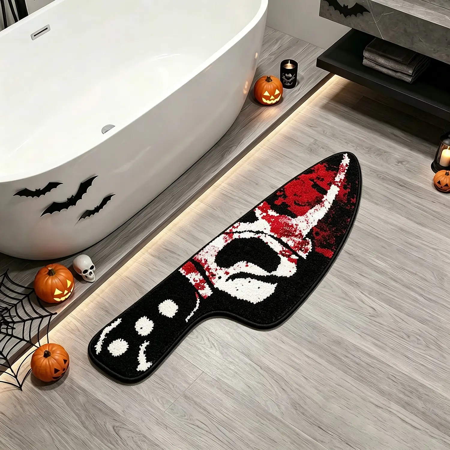 Creative Bloody Knife Shape Rug, Halloween Gothic Style Bedroom Living Room Carpet, Unique Bedside Decor Mat, Festival Decoration for Sofa, Coffee Table, Hallway, Polyester Fiber Rug