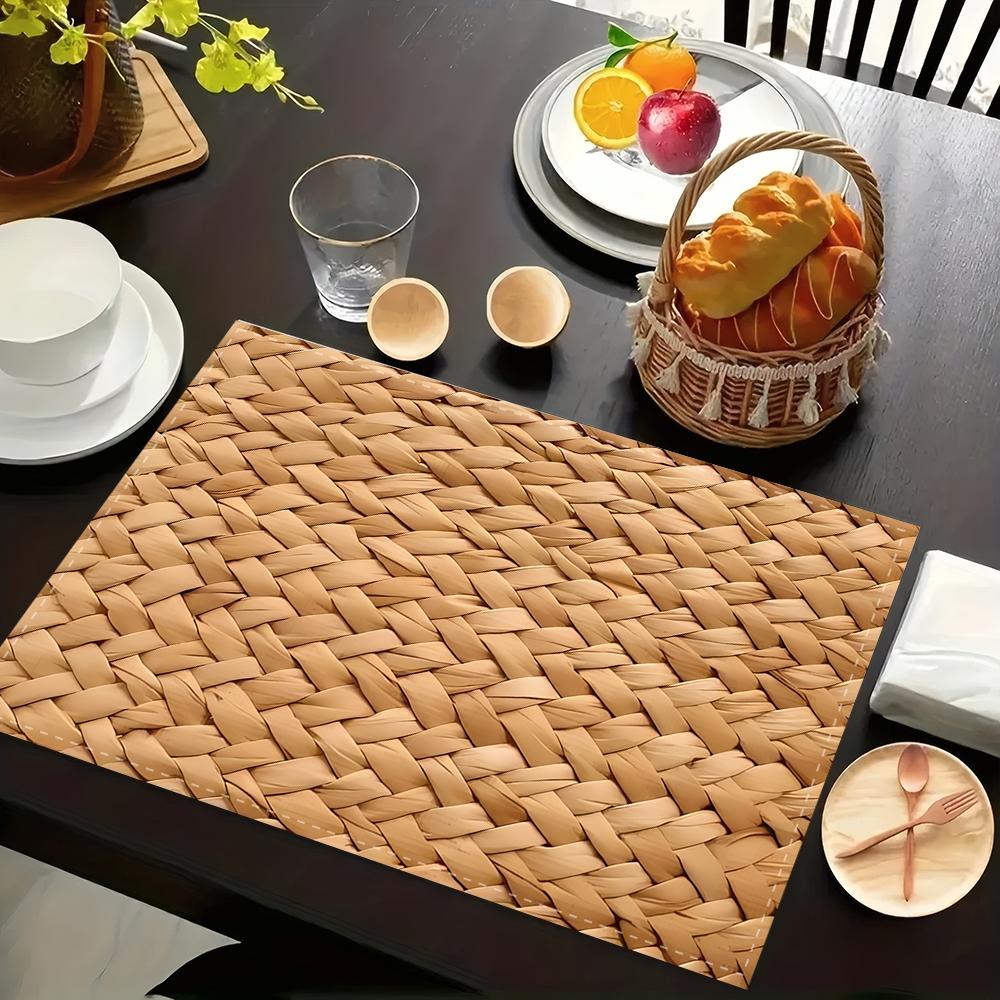 4/6pcs Fall Harvest Placemat Festive Woven Placemats for Home Decor, Kitchen Dining Table, Family Party; Perfect Gift for Celebrations Seasonal Gatherings, Rustic Charm for Thanksgiving, Christmas, Easter More! 32x42cm/12.6x16.5inch