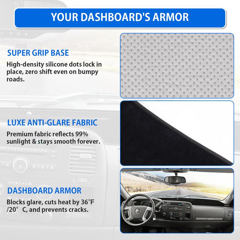 Canvcle Custom Fit Dash Mat for Ford F-150 F150 Pickup 2009-2014 UV Protection High-Quality Suede Non-slip Dashboard Cover Mat