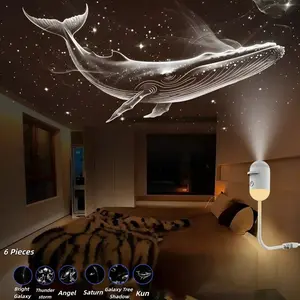 Multifunctional Portable Starry Night Light Projector, Slide Film, Adjustable Brightness, 360° Rotation, USB Powered, Car & Bedroom Decor