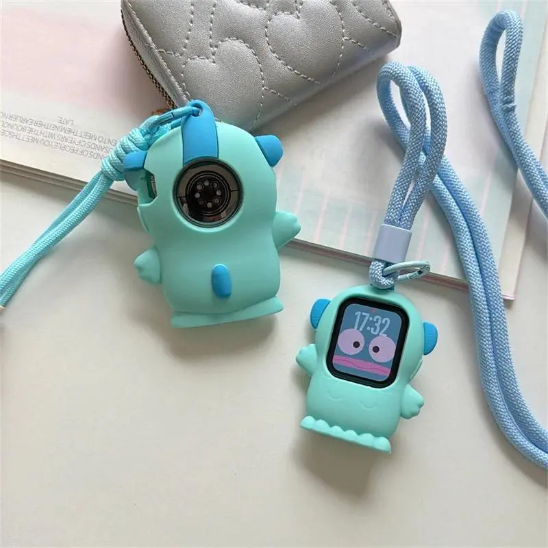 Cute 3D Cartoon Hangyodon Strap Protector Case Silicone Case For Apple Watch Series 11 10 9 8 7 6 5 4 3 2 Se Protective Cover