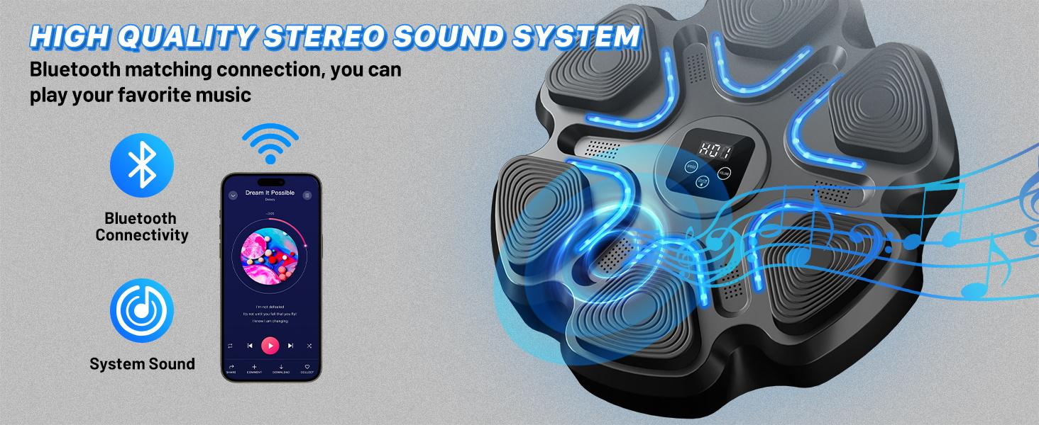 Music Boxing Machine for Kids and Adults, Wall Mounted Bluetooth Punching Trainer with Boxing Gloves, Intelligent LED Boxing Target Workout Machine for Teenagers Boys Girls