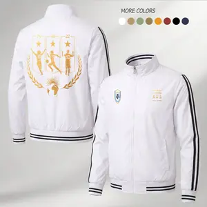 Men’s Argentina Champions Lightweight Zip Up Jacket, Stand Collar Track Coat with Front Chest and Back Winner Graphic Print, Casual Long Sleeve Sports Outerwear for Spring Fall Daily Wear