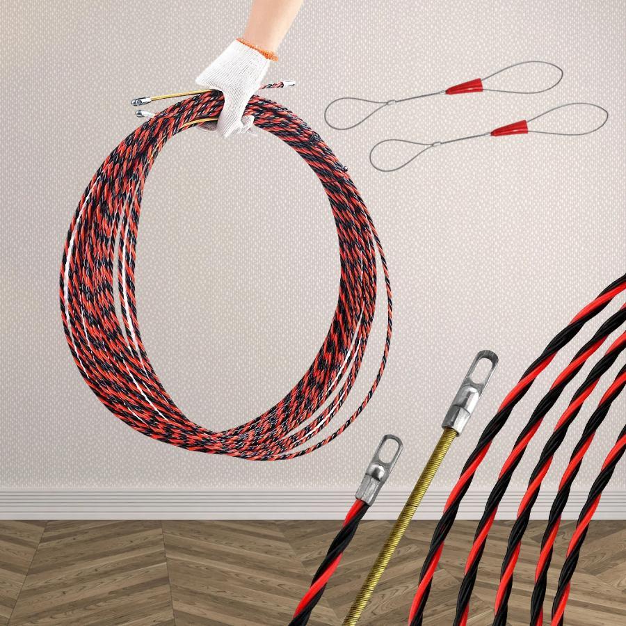 Flexible Long Durable Wire Cable Pulling Kit, 1 Set Electrician Wire Pulling Tool for Cable Installation, Smooth Bending for Various Pipe Types