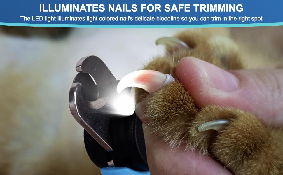LED Dog Nail Clipper with Light, Illuminates Nails or Bloodline for Safe and Easy Trimmers, Extra Sharp for Thick Nails, Quick Sensor, Avoid Over Cutting Toenail, for Cats & Dogs LED Dog Nail Clipper with Light, Illuminates Nails or Bloodline for Safe and Easy Trimmers, Extra Sharp for Thick Nails, Quick Sensor, Avoid Over Cutting Toenail, for Cats & Dogs