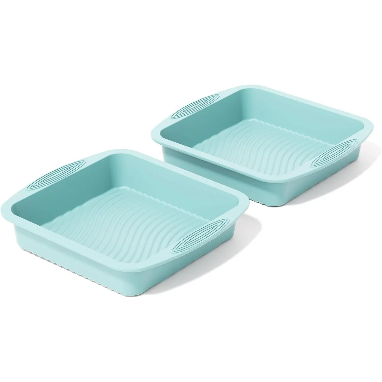 Silicone Square Cake Pan - 10 inch Non-Stick Heat Resistant Baking Molds Perfect for Cakes Brownies Cheesecakes Pie Bread (blue)