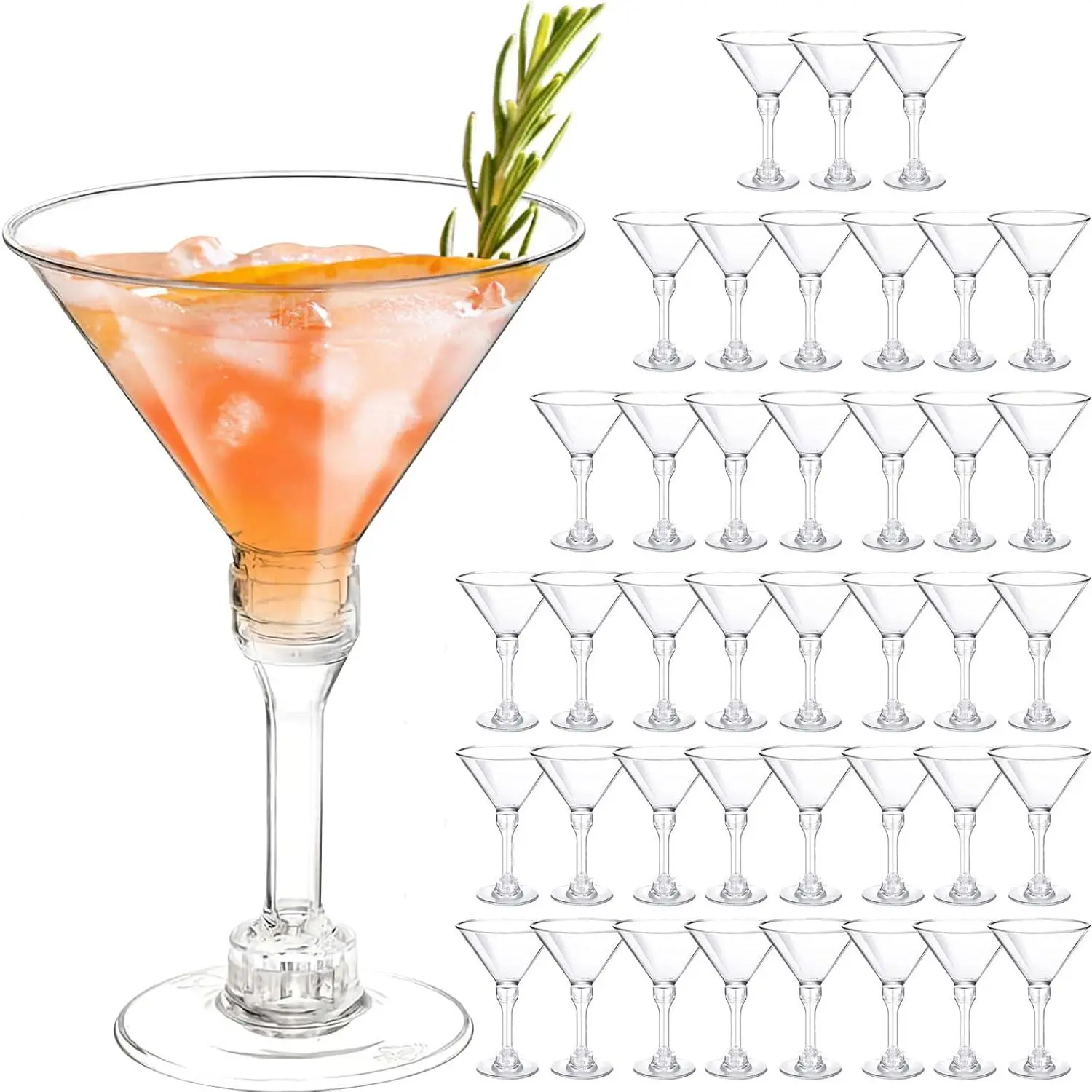 40 Pack Plastic Martini Glasses 5 Oz Disposable Cocktail Glasses, Tall Mini Martini Cups, Plastic Margarita Glasses Perfect for Summer Party Birthday Wedding Poolside and All Events