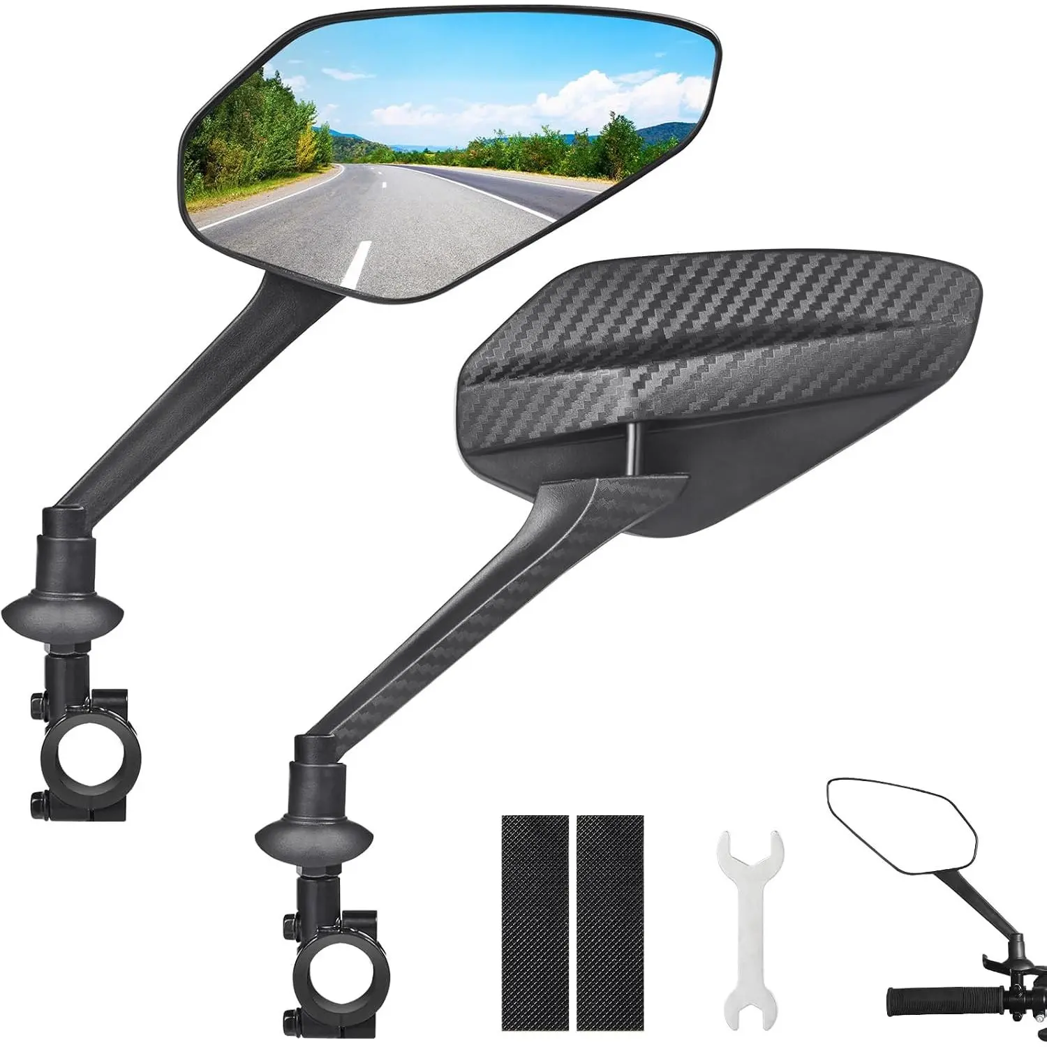 2 Pack  Mirror,  Mirror Handlebar Mount, 360°Adjustable  Rear View Mirror, Scratch Resistant Glass Lens, Fit for Mountain Bikes, City Road Bikes, E-bikes, Scooter