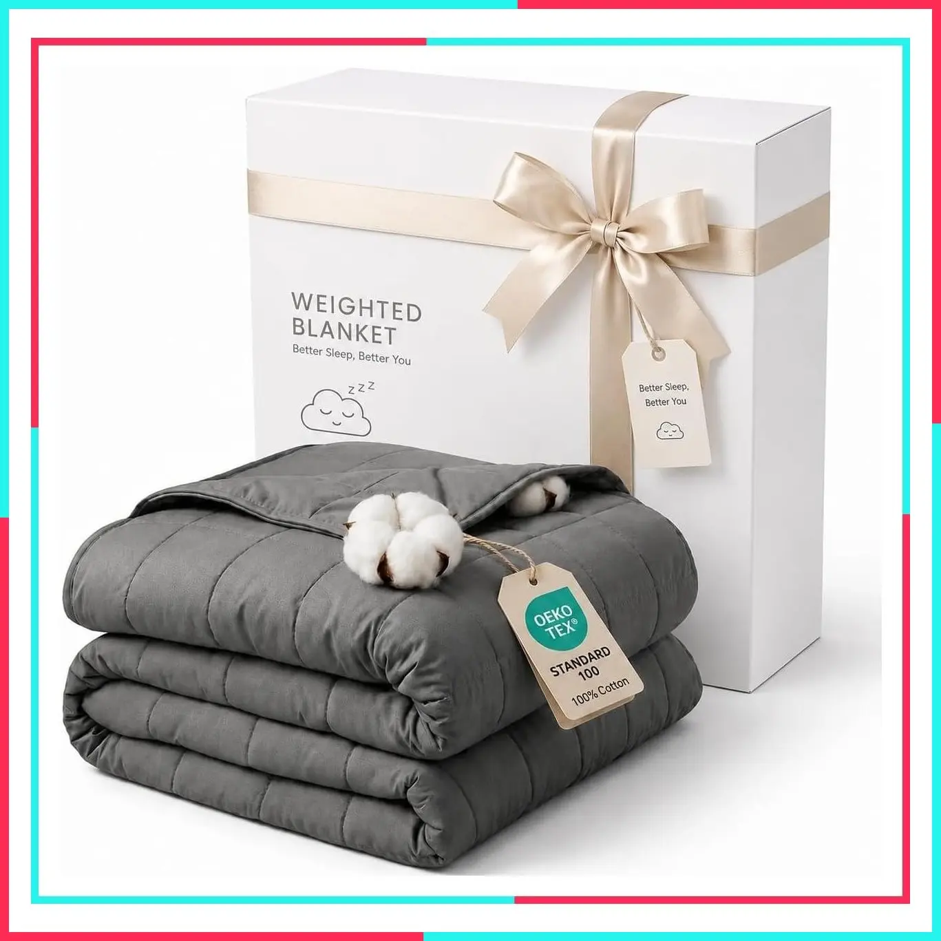 Cooling Weighted Blanket for Adults Queen Size 60" x 80" 15 lbs - Breathable Cotton with Glass Beads, 7-Layer Even Weight Distribution for Sleep & Relaxation