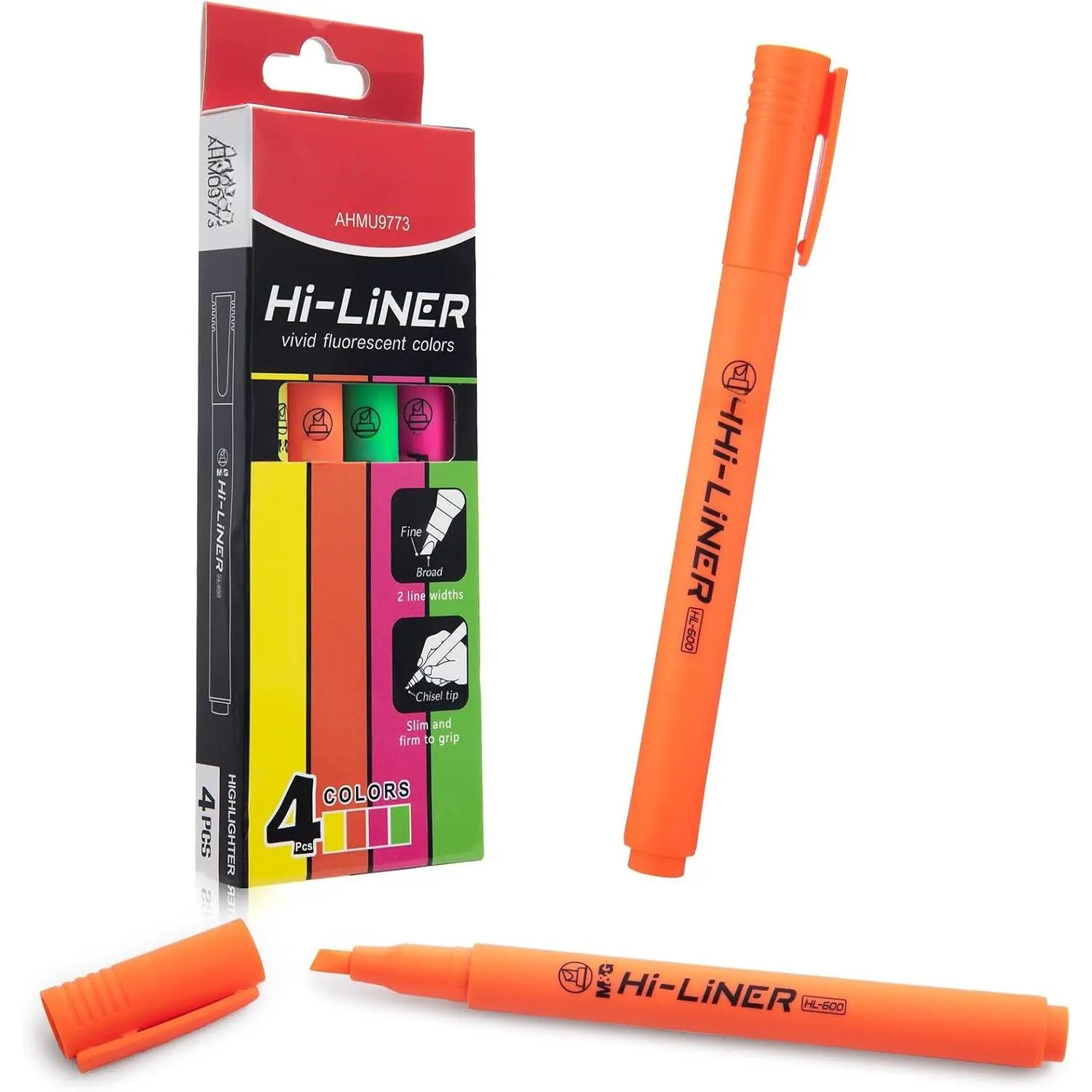 Liner Highlighters, 4-Count MultiColor Highlighters, Chisel Tip No Bleed Highlighter Pens for Office Documents, Planning, and Everyday Organization