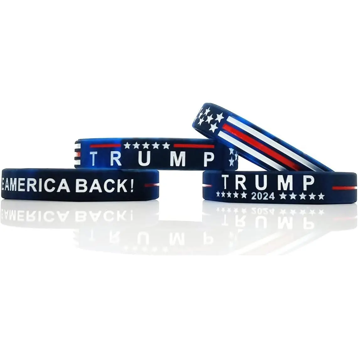 Debossed Logo 4 Trump Keep America Great 2020 Silicone Bracelet Set, Unisex Fit Inspirational Wristbands, Adult Unisex Gifts for Rally Must-Have Selfie Accessories