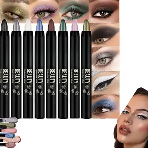 8Pcs Cream Eye Shadow Sticks Set, Matte Shimmer Waterproof Pigmented Eyeshadow, 2-in-1 Eyeliner Pencil & Eye Highlighter Brightener Stick for Older Women, Sombras Para Ojos,