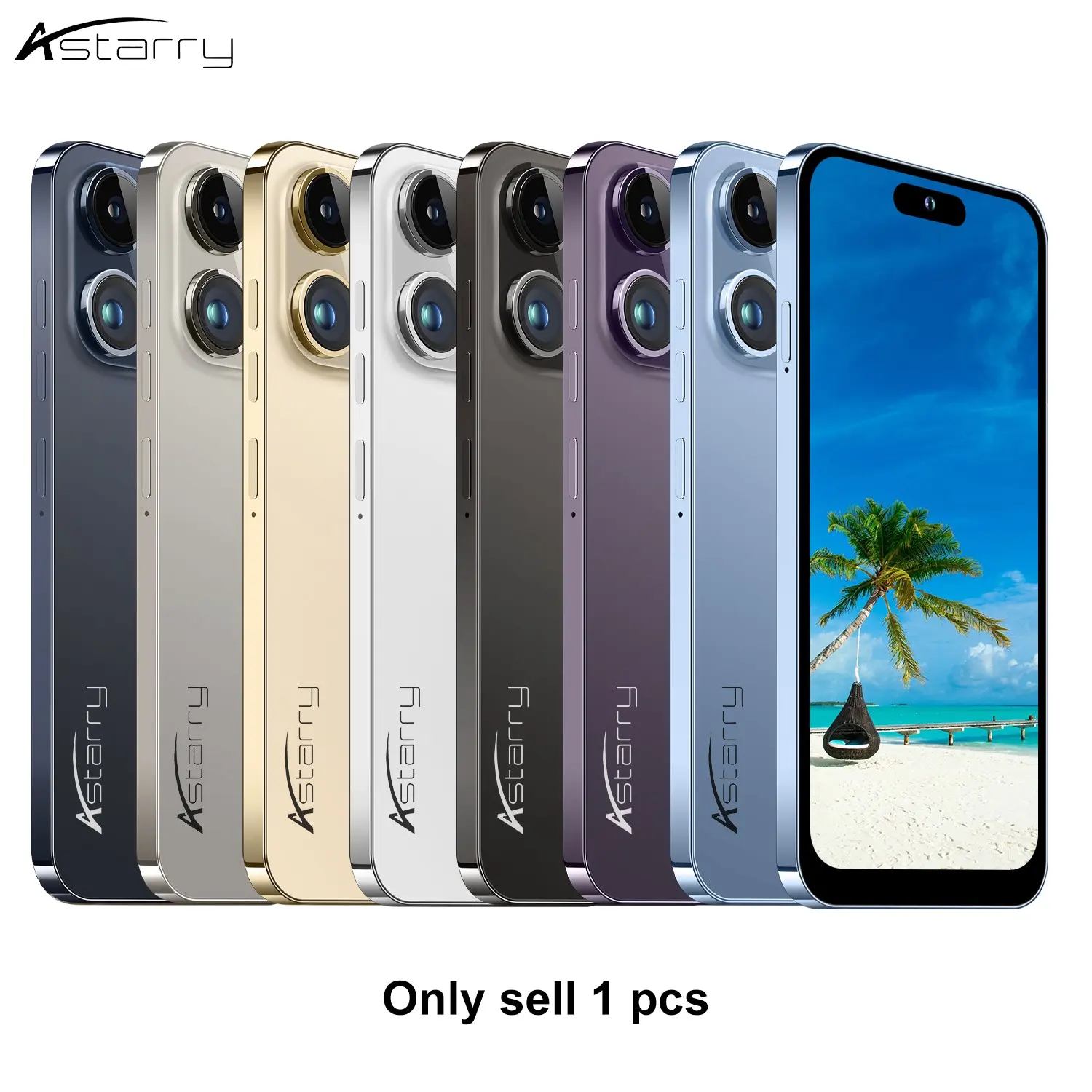 Astarry-16 Pro Max, 5+13MP pixels, 3GB+64GB combined memory, 6.56-inch HD display, support for 4G Dual SIM, 3800mAh durable battery, equipped with Android operating system and smart phone.