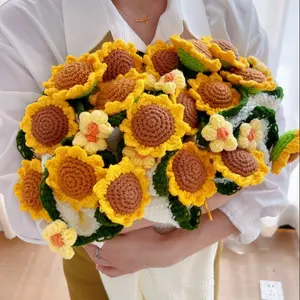 Handmade Crochet Sunflower Bouquet Blanket, 2 in 1 Convertible Throw Blanket Wrap Into Flower Bouquet, Soft Knit Cozy Lap Blanket for Sofa Couch, Unique Keepsake Gift for Birthday Mother’s Day Christmas