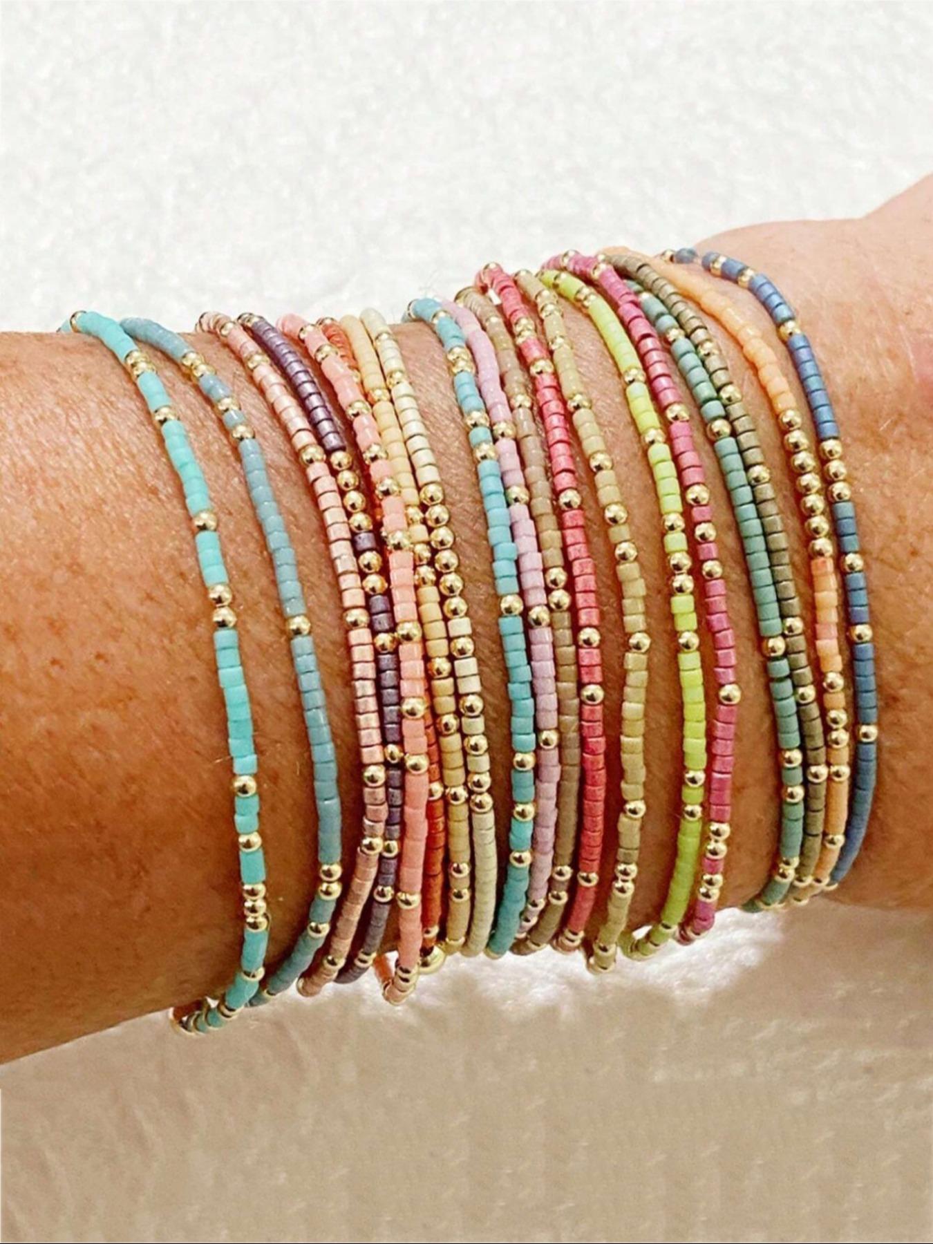Boho Style Colorful Beaded Bracelet, Stackable Bracelets, Fashionable Jewelry for Women & Girls, Pride 2025, LGBTQ, Trendy All-match & Exquisite Jewelry for Birthday Gift