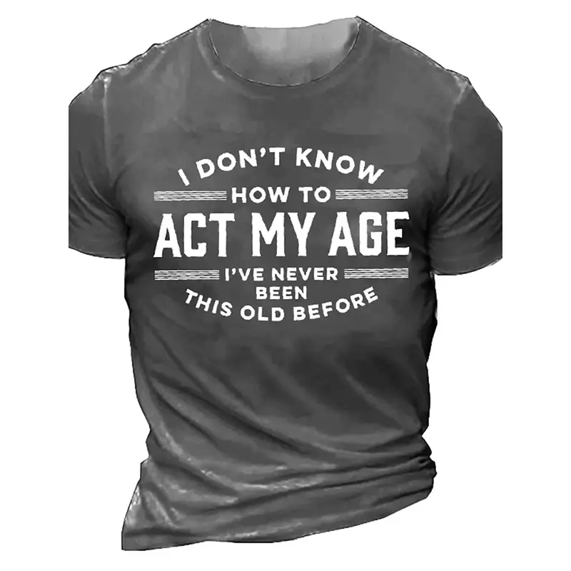 Men's Grumpy Grandpa Graphic T-Shirt - Vintage Stylish Streetwear, Breathable Summer Casual Short-Sleeve Tops