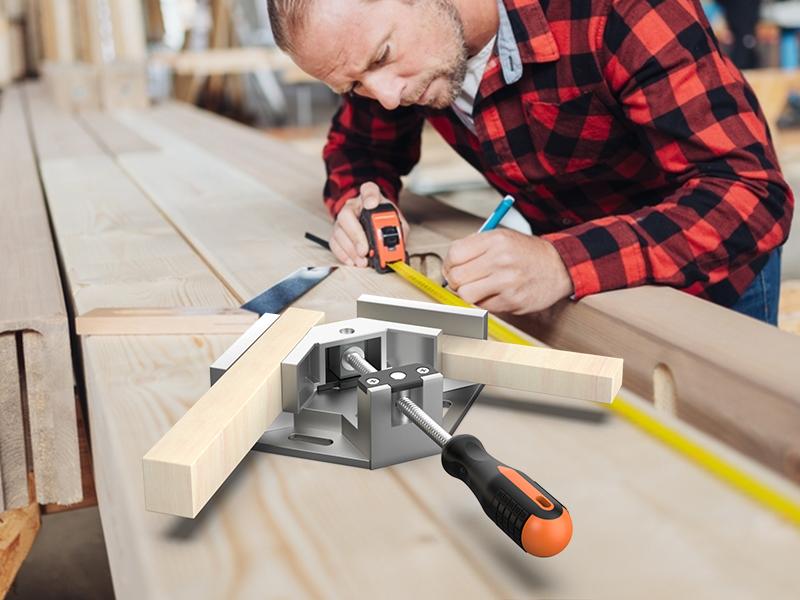 Right Angle Clamp, Housolution [4 PACK] Single Handle 90° Aluminum Alloy Corner Clamp, Clamps for Woodworking Adjustable Swing Jaw, Woodworking Tools Photo Frame Vise Holder, Gifts for Men Dad