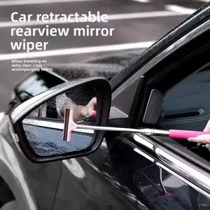 1Pcs & 2Pcs Optional Extendable Car Rearview Mirror Wiper, Portable High-Efficiency Raindrop Remover Window Defog Scraper, Multifunctional Handheld Automotive Windshield Cleaning Tool
