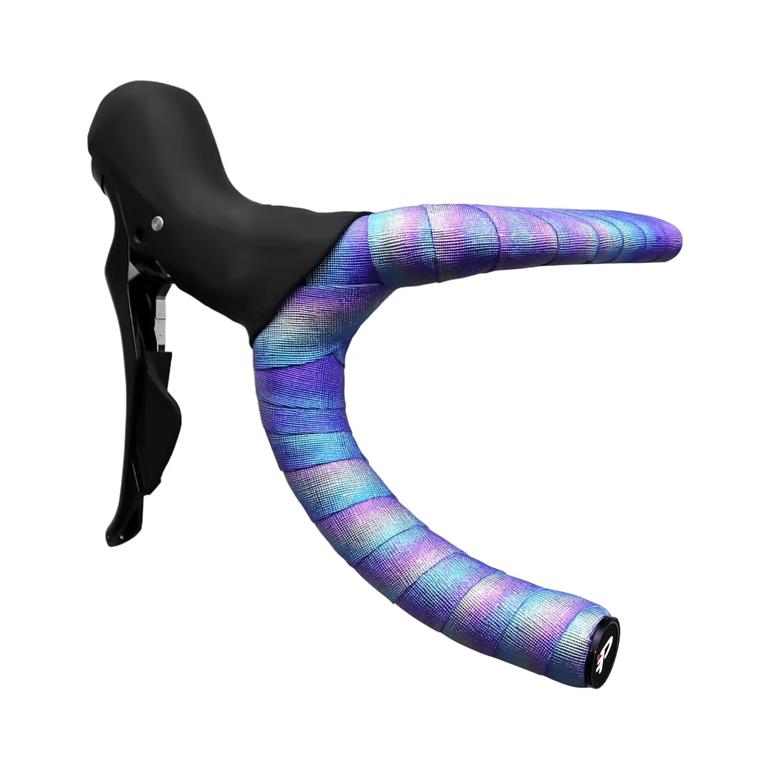 Bike Handlebar Tape for Road Bike, Iridescent Embossed PU EVA Bar Tape, Shock Absorbing Anti-Slip Cycling Wrap with Bar End Plugs (Holographic Gradient Stripe)