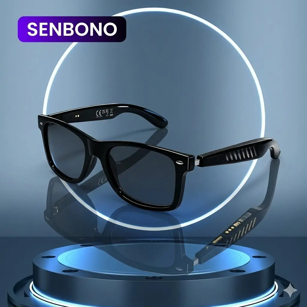 SENBONO 2026 new Smart Glasses, Smart Translation Glasses, Wearable Tech Glasses, Features AI translation, Wireless calling, music playback, voice assistant, Ideal for cycling, traveling and daily use, Unisex style, a wonderful gift choice