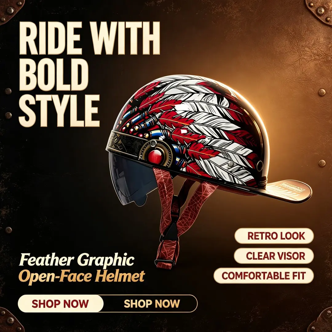 Customizable Vintage Half Helmet, Indian Style Unisex Bike Helmet for All Seasons, Unique Design Riding Gear for Men and Women