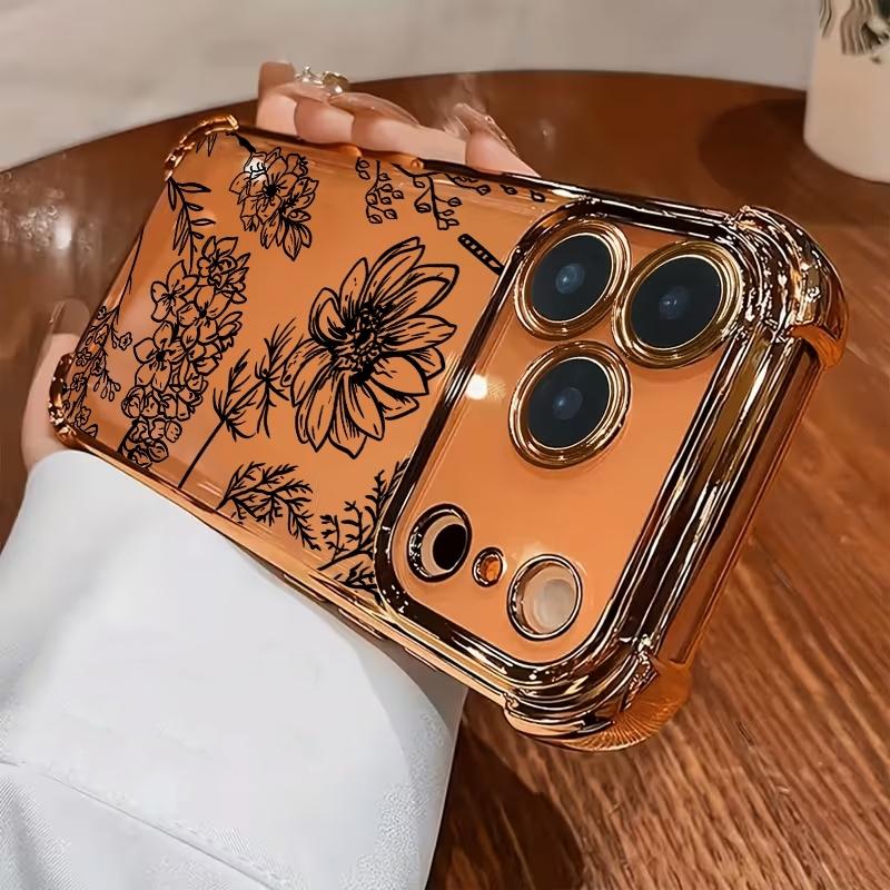 A Design Featuring a Black And White Sunflower Pattern Magnetic Phone Case Shockproof for iPhone 17 Pro Max Air 16 16e 15 14 Plus 13 12 11 X XS Pattern MagSafe Acrylic Back TPU Edges Drop-Proof Lightweight Cover Gift 2D printing