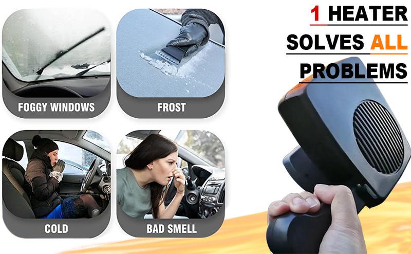 200W Car Defroster & Heater - Quick Heating & Cooling, Automatic Operation, Portable Windshield Heater for Small & Large Cars, Battery-Powered (No Plug Needed), Compatible with 12V Car Power, Car Heater Windshield