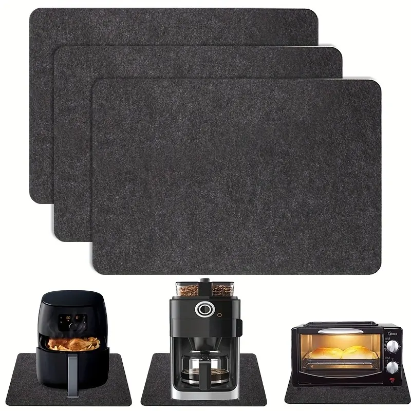 3Pcs Air Fryer Kitchen Appliance Protective Mat, Heat-Resistant Insulating Pad, 17.72inch X 11.81inch Fireproof Heat Insulation Mat, Bar Countertop Heat Insulation Mat, Felt Heat Insulation Board, Coasters