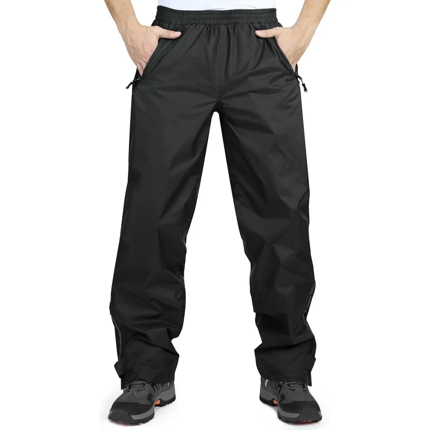 Men's Rain Pants, Waterproof Rain Over Pants, Windproof Outdoor Pants for Hiking, Fishing