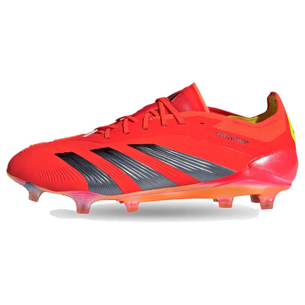Adidas Predator Elite Round Lace FG Cleats - Men's & Women's, Neon Red, House White, Cushioning Fabric, Round Toe, Ball Control - Maison Mihara Official Casual Trainers