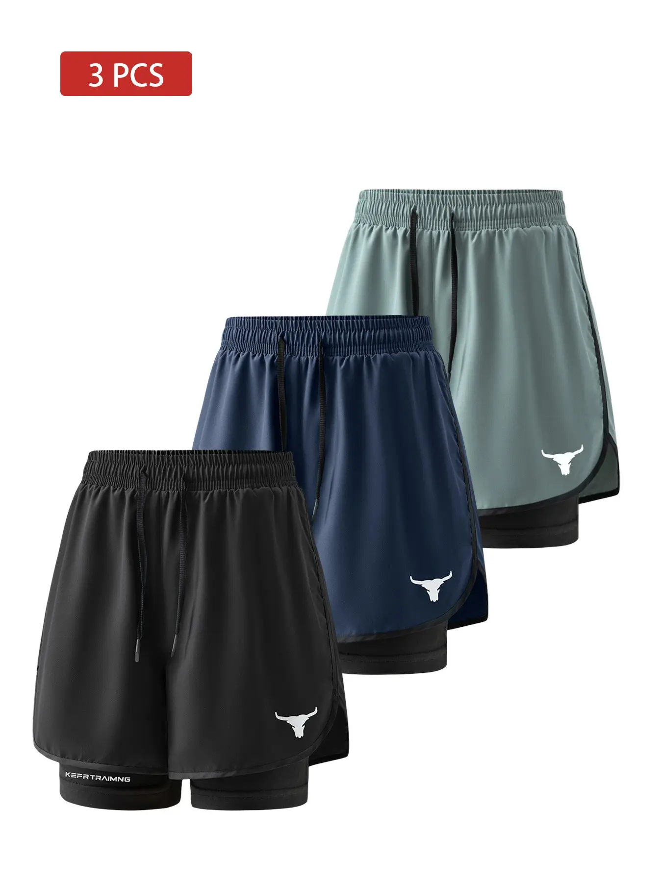 Men Women Regular Fit Sport Shorts Outdoor Running Fitness Training Elastic Fake Two-Piece Summer Quick-Dry Yoga Pants Thin Breathable