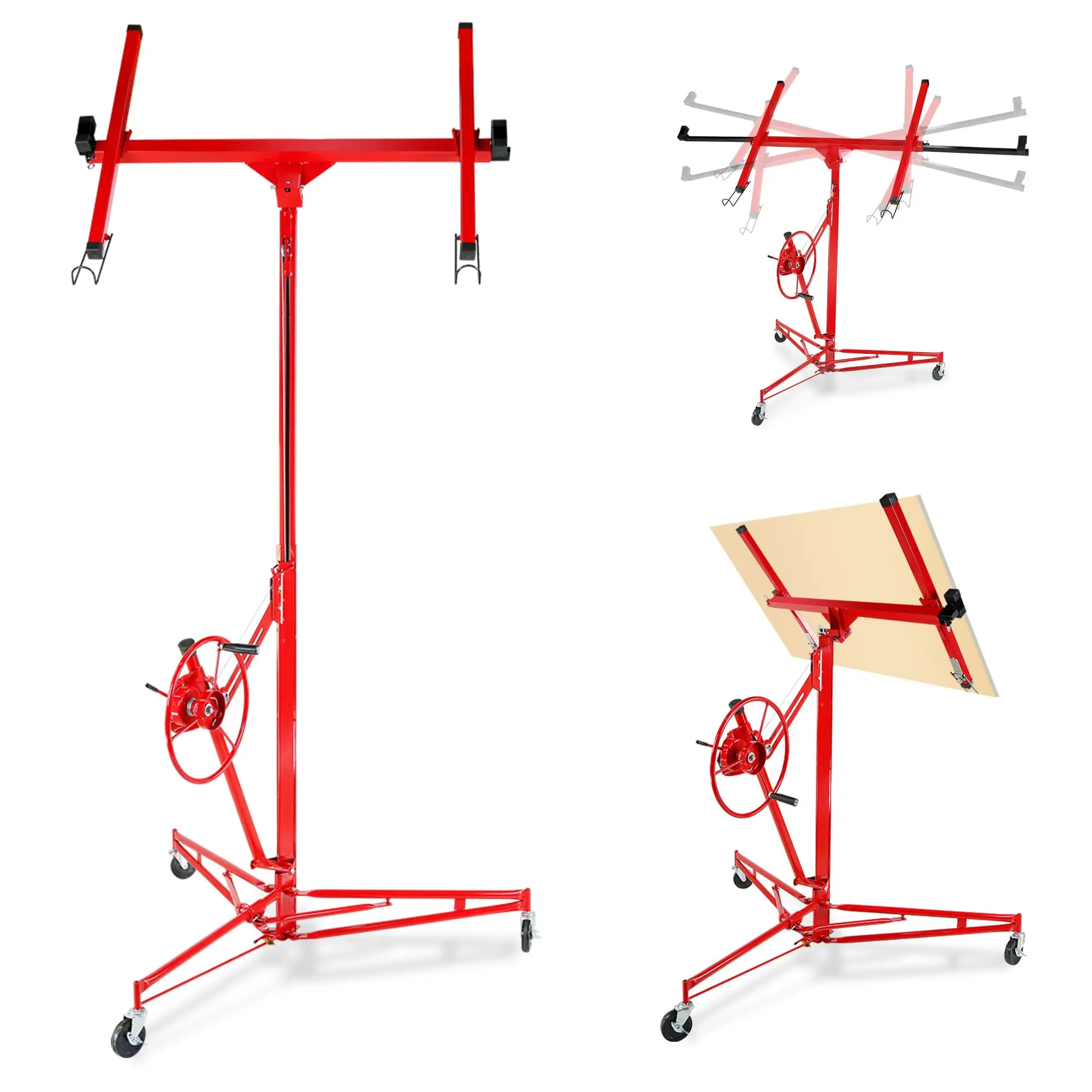 Drywall Lift 16 FT,Drywall Panel Hoist for Ceiling, Drywall Panel Hoist 360° Adjustable Foldable,150 Lbs Heavy Duty Sheetrock Lift Drywall Lifter for Home Improvement