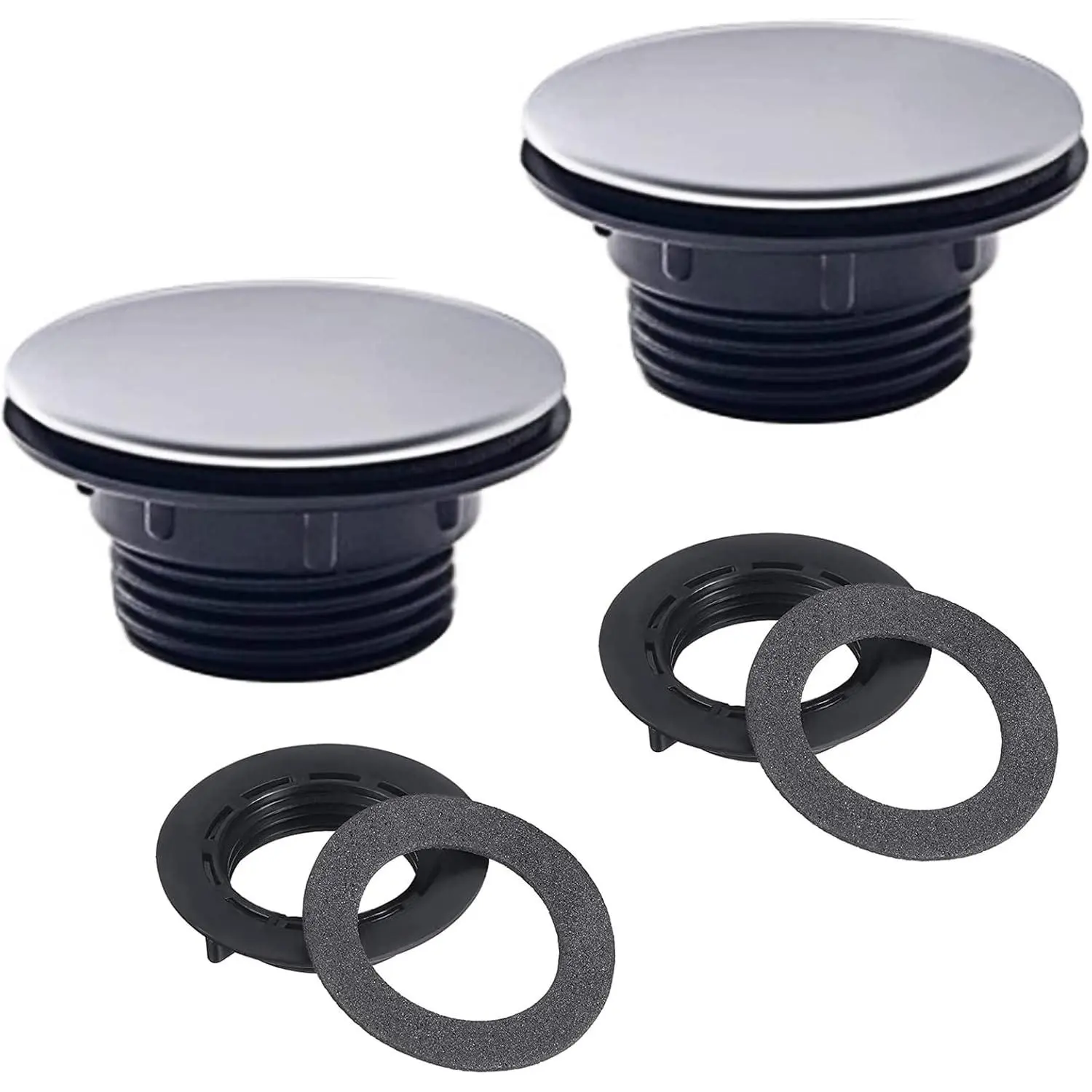 2 Pack Stainless Steel Kitchen Sink Tap Hole Cover Short Nut Kitchen Faucet Hole Cover Soap Dispenser Cover,1.2 to 1.6 Inch in Diameter