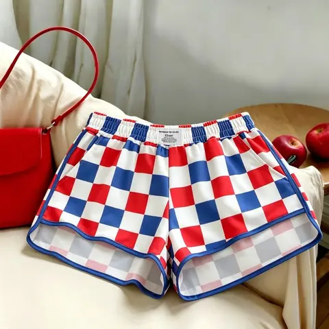 Comfortcana Women American Flag Print Elastic Waist Loose Fitting Baggy Casual Shorts Independence Day
