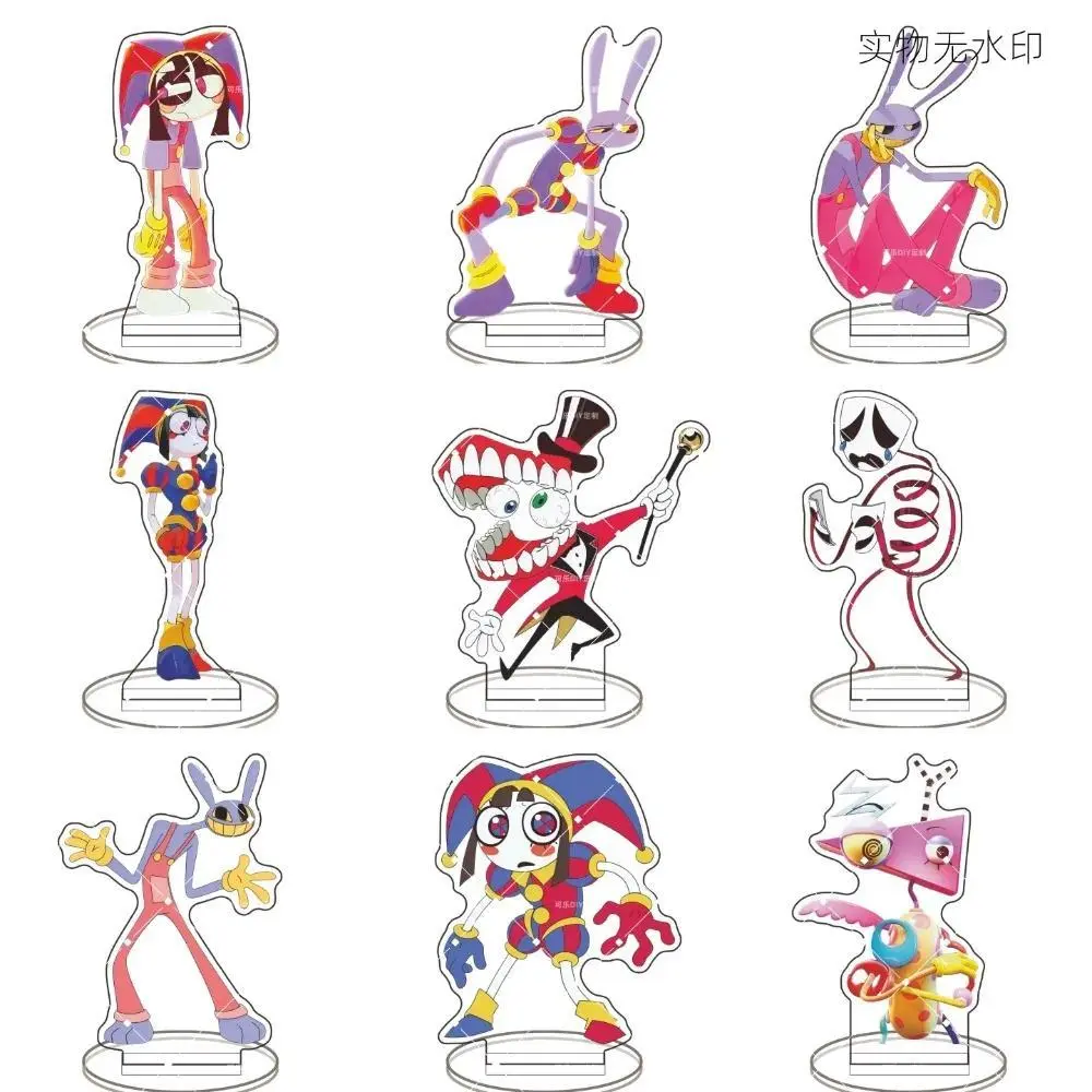 For TADC Anime Peripheral Pomni Jax Gangle Zooble Kinger Caine 10cm Acrylic Stand Creativity Desktop Ornament Cartoons Cute Gift