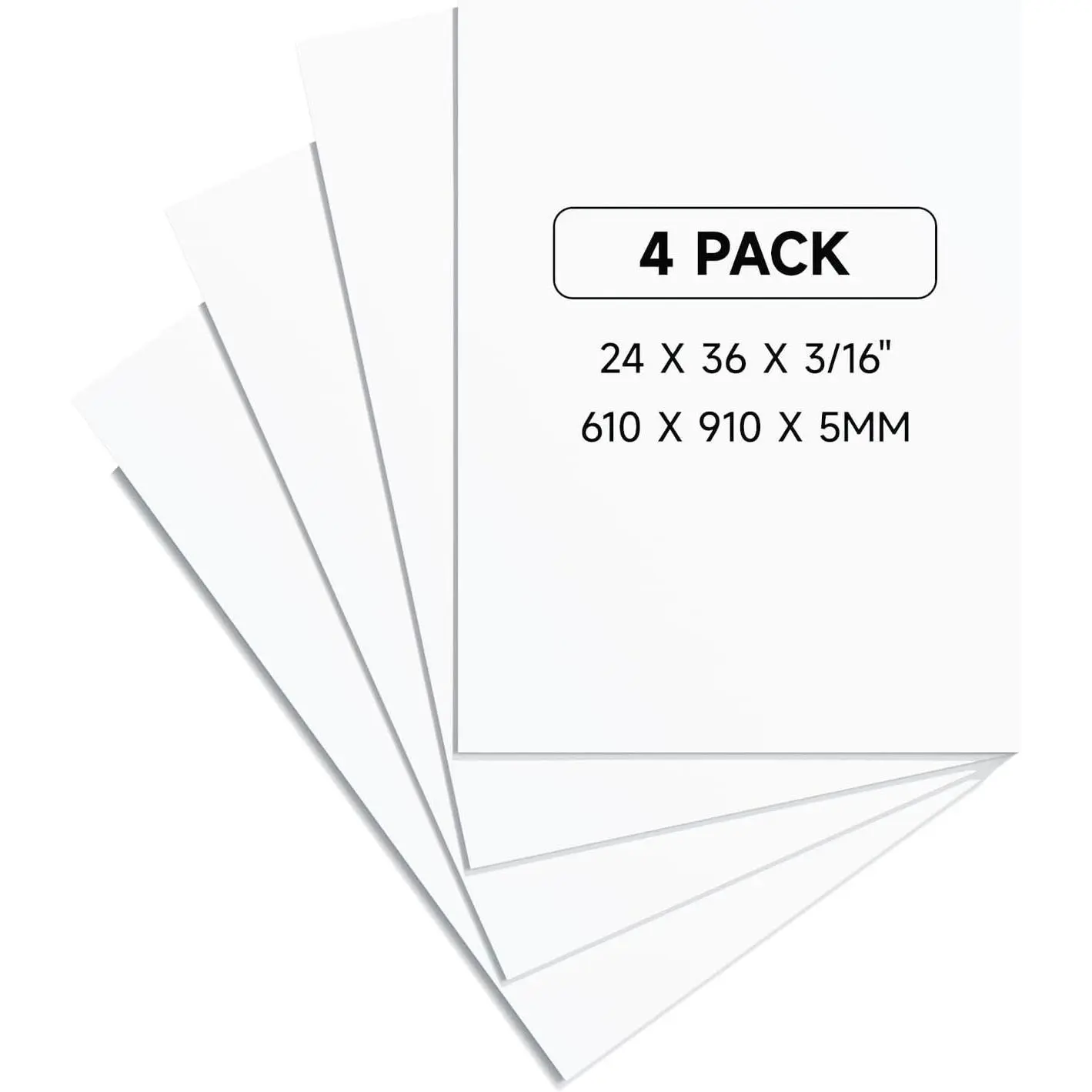 24x36" White Poster Board 4 Pack, 5MM Thick  Core Board, Large Lightweight  Board for Projects, Display Boards for Crafts, Paintings Prints, Art, Display, Presentation