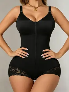 1 Count High-Stretch Compression Jumpsuit, Fajas, Women Adjustable Closure Shapewear, Butt Lifting & Tummy Control Bodysuit, Breathable Bodysuit, Ideal For Fitness & Active Lifestyle Sculpting
