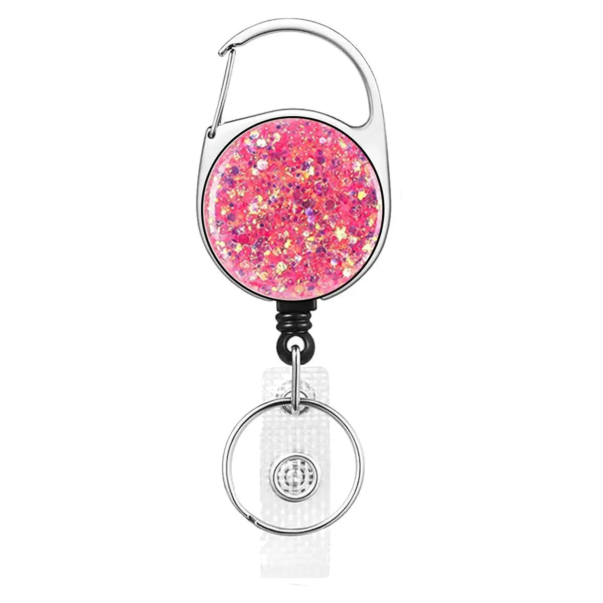 Round Glitter Medical Badge Holder, 1 Count Retractable Badge Reel, Nursing Badge Reel, Retractable Badge Clip, Identification Badges & Supplies for Students & Teachers & Nurses & Doctors