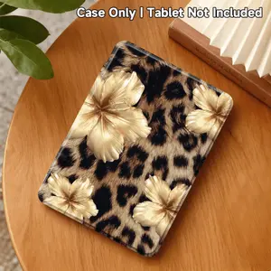 Leopard Print & Golden Floral E-Reader Case for Kindle Device, Smart Flip Cover with Auto Sleep/Wake, Reinforced Corners, Lightweight Durable Protective Shell, Compatible with KPW5 (11th Gen)/KPW6 (12th Gen), 2022/2024 Youth Edition, Ideal Christmas Gift