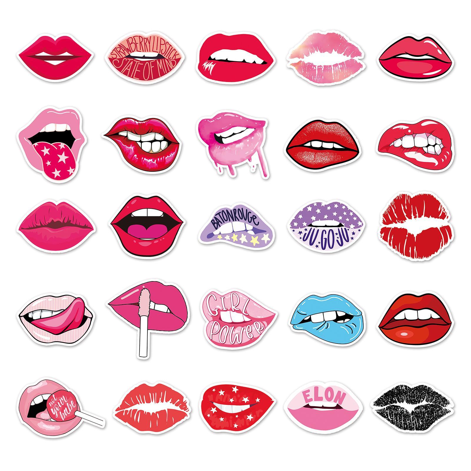 Lip Pattern Sticker, 100pcs/set Creative Lip Design Sticker, DIY Decorative Sticker for Scrapbooking, Journaling, Gift Wrapping, Decal