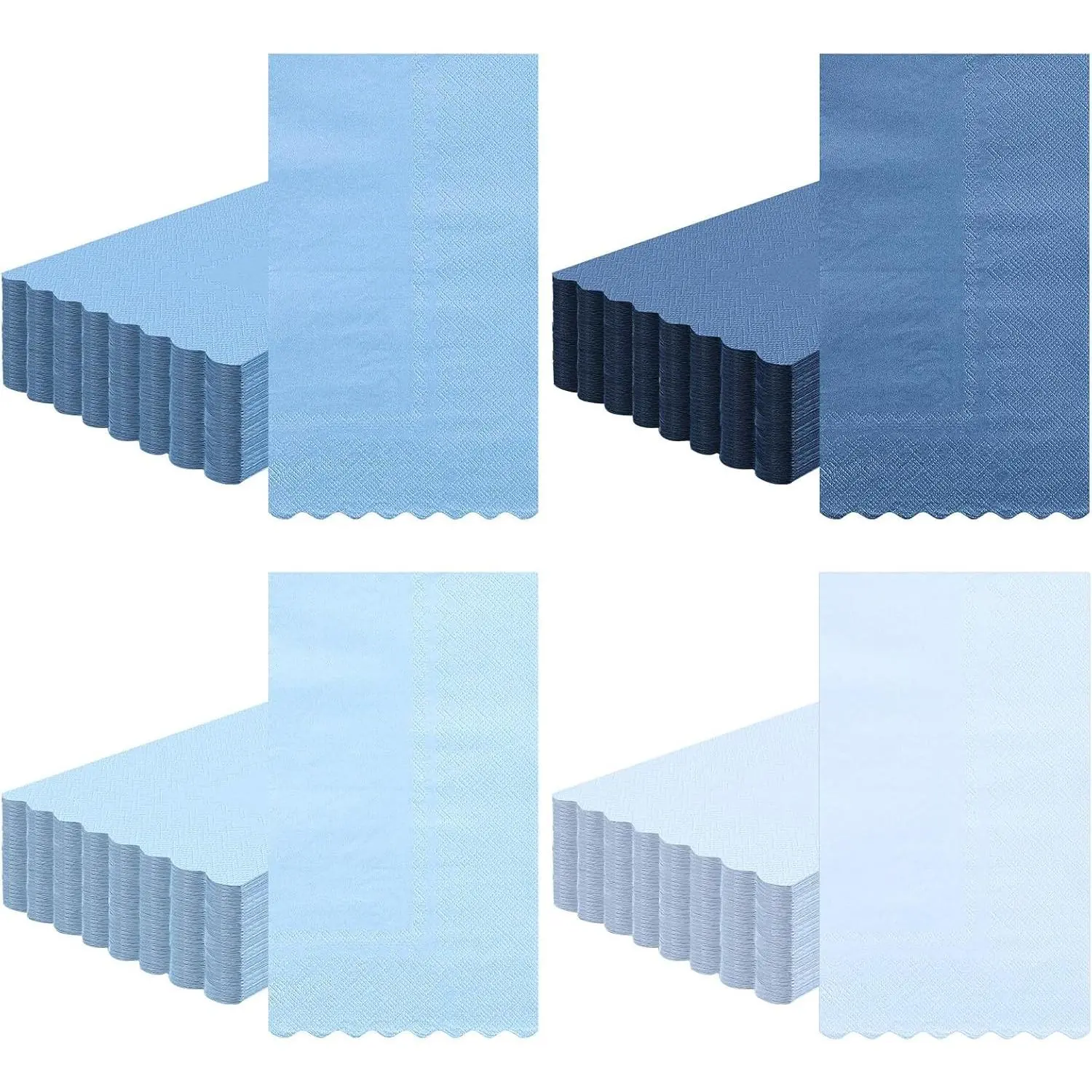 100 Pack Cocktail Napkins 4.3 x 7.9 Inch Scalloped Napkins Beverage Napkins Gradient Color Paper Napkins with Scalloped Edges Thick Disposable Luncheon Napkins for Party Supplies (Dusty Blue)