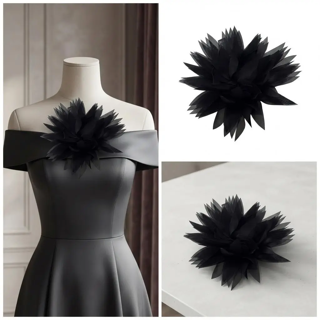 20cm Silk Flower Brooch, Elegant Fabric Floral Accessory, Dual-Use Pin Shoulder Flower, Perfect for Suits, Evening Dresses, Party